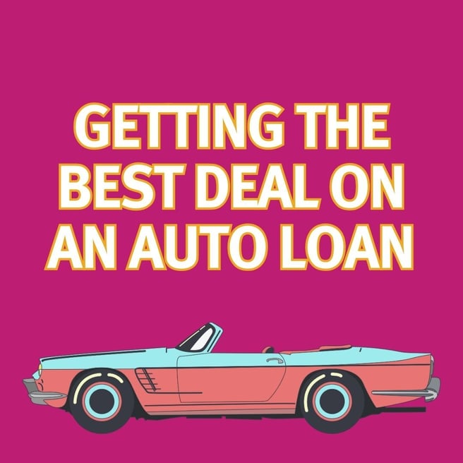 Infographic with a sports car and text that reads: 'Getting the best deal on an auto loan.'