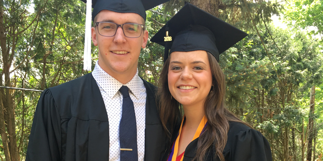 Crystal and fiancé on college graduation day.