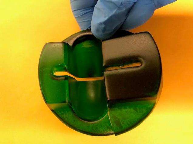 The front side of the ATM cards skimmer discovered at Dupaco’s Key West branch on Dec. 17, 2018. (Dubuque Police Dept photo)