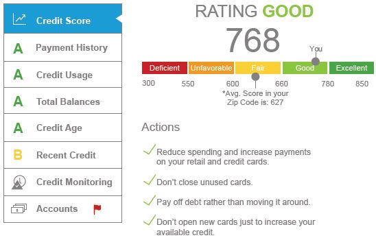 Bright Track Credit Score Monitoring screen capture