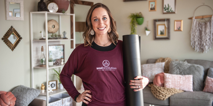 Business owner Ashley Ayala, owner of Soul Revolution Yoga + Cycling Studio in Dubuque