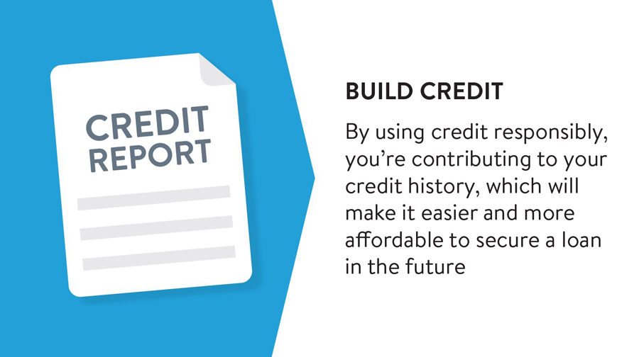 By using credit responsibly, you're contributing to your credit history, which will make it easier and more affordable to secure a loan in the future.