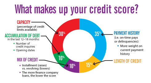 What makes up your credit score chart