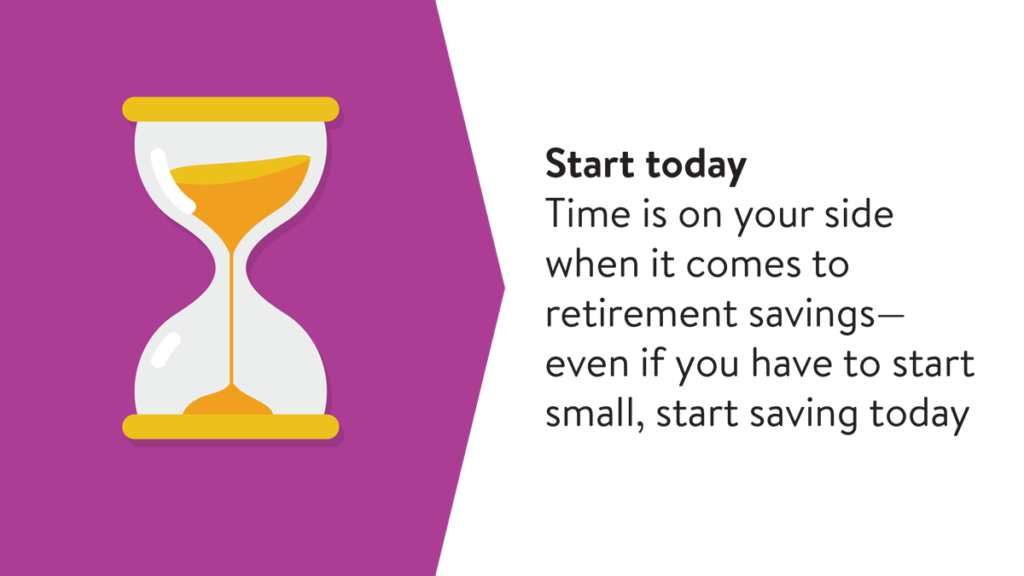 Time is on your side when it comes to retirement saving. Even if you have to start small, start saving today.