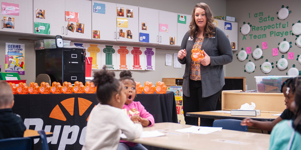 Each student at Tri-County Head Start will take home a piggy bank to save their money in.