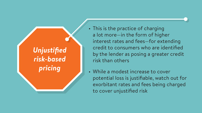 Telltale warning signs of predatory lending: Unjustified risk-based pricing