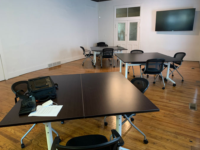 The Innovation Lab's meeting space and conference room.