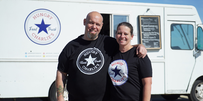 Dupaco members Daniel Corbett and Katy Vandyke-Corbett opened a food truck, Hungry Charlie’s, to serve the Cedar Valley. “Visiting Dupaco Credit Union was the thing that started all this,” Corbett said. (DreamCatcher photo)