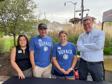 From left: Dupaco's Melinda Vize, Mitch Frank, Ali Hunzeker and Ben Drury at the 1st Annual Community Picnic & Job Fair Sept. 17 at the Bee Branch Creek Greenway in Dubuque, Iowa.