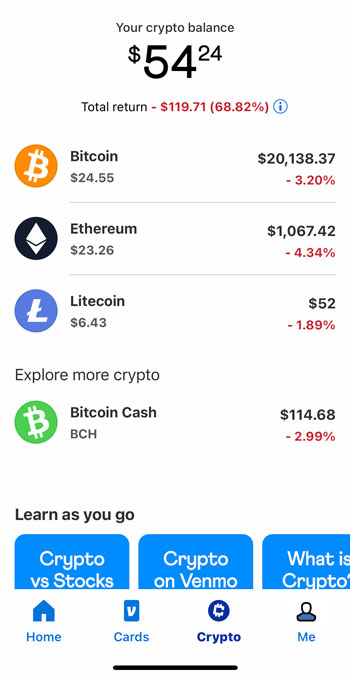 Cyrptocurrency dashboard screenshot