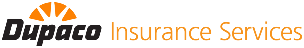 Orange and black Dupaco logo to the left of orange words that read Insurance Services