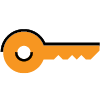 Illustration of an orange key sitting on it's side