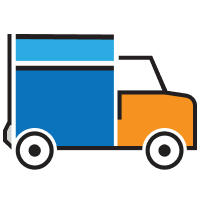 Illustration of blue and orange fleet truck