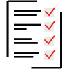 An illustration of a white piece of paper featuring black lines and red check marks forming a check list.