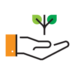 Illustration Of A Hand Palm-side Facing Up With A Branch And Two Leaves Sprouting